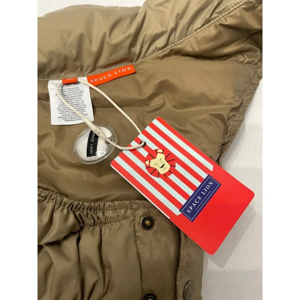 SPACE LION Dog Puffer Jacket Khaki Size 16/XL New With Tags